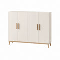 Armoire 4 portes rectangulaire blanche en MDF et bois massif 180 x 52 x 180 cm