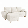 Canapé d'angle gauche 3 places beige en polyester côtelé 230 x 150 x 85 cm
