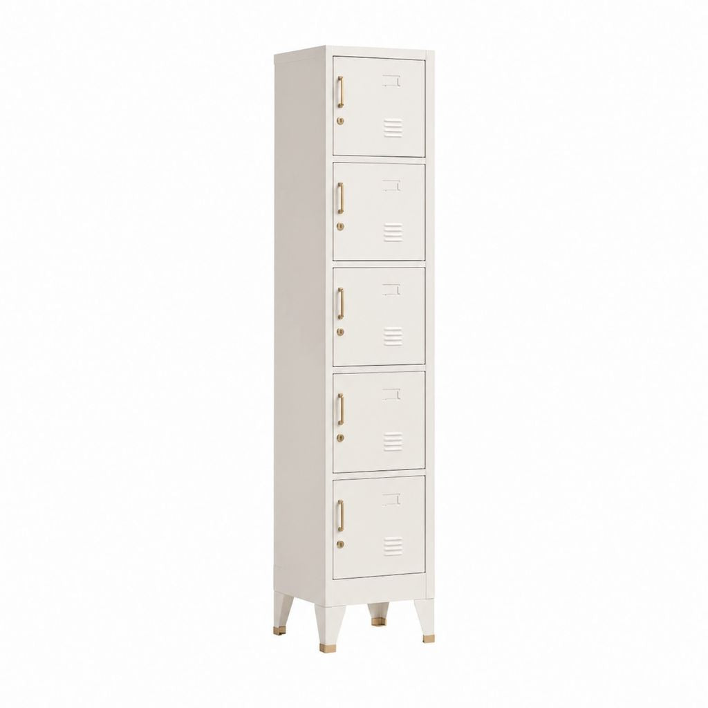 Armoire vestiaire 5 portes blanc cassé en acier rectangulaire 30 x 45 x 180 cm
