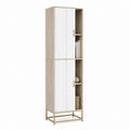 Buffet colonne de rangement chêne clair blanc en MDF 60 x 35 x 180 cm