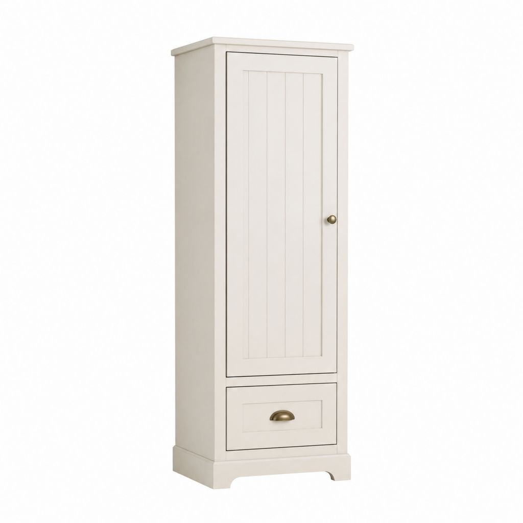 Buffet colonne 1 porte 1 tiroir blanc en panneaux MDF 50 x 40 x 180 cm
