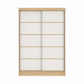 Armoire à portes coulissantes rectangulaire blanche et chêne en panneaux de particules mélaminés 180 x 60 x 200 cm