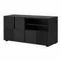 Meuble TV noir en panneaux MDF rectangulaire avec 3 portes et 2 niches 120 x 40 x 75 cm