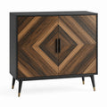 Buffet 2 portes brun noyer et noir en panneaux MDF plaqués noyer 100 x 45 x 95 cm