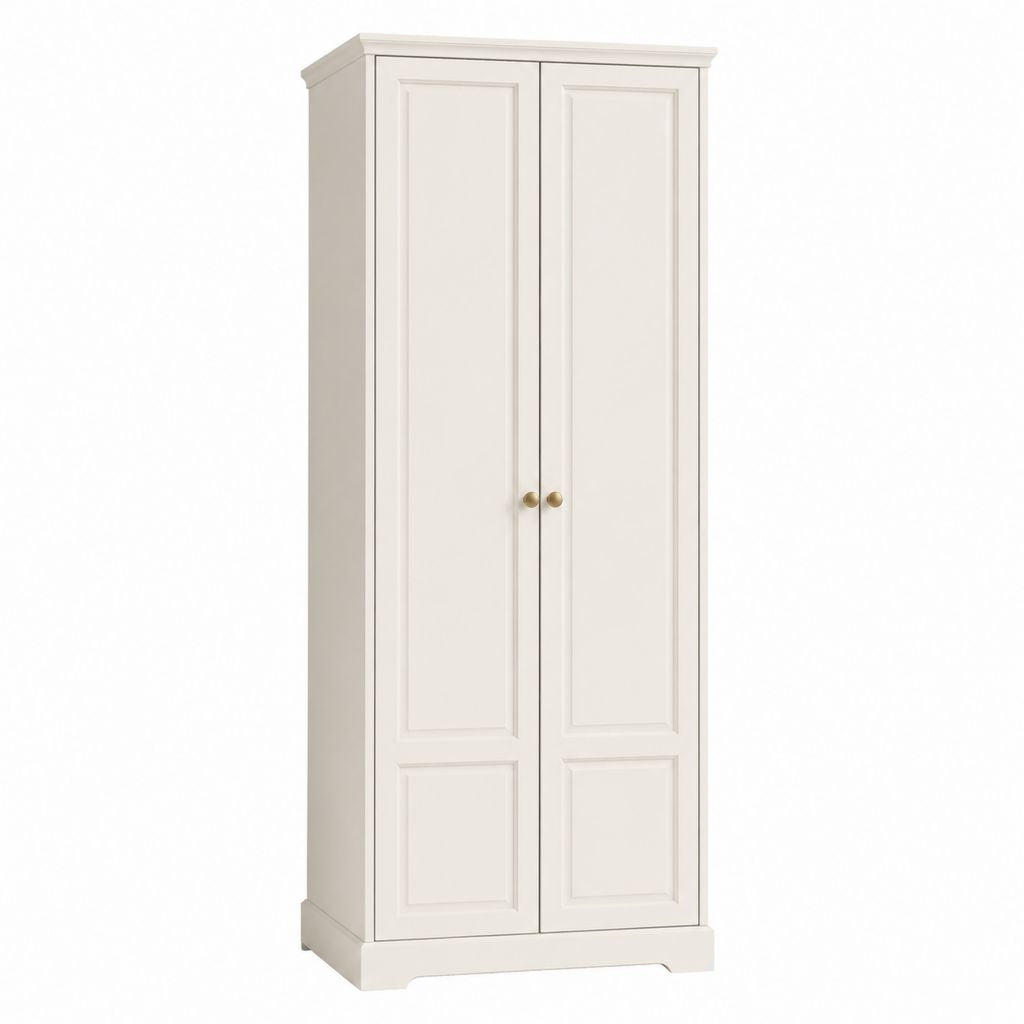 Armoire de chambre 2 portes blanc cassé en MDF rectangulaire 80 x 50 x 190 cm