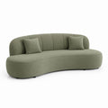 Canapé 3 places vert olive en polyester forme arrondie 220 x 95 x 75 cm