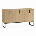 Buffet 3 portes chêne clair panneaux de particules rectangulaire 160 x 40 x 80 cm